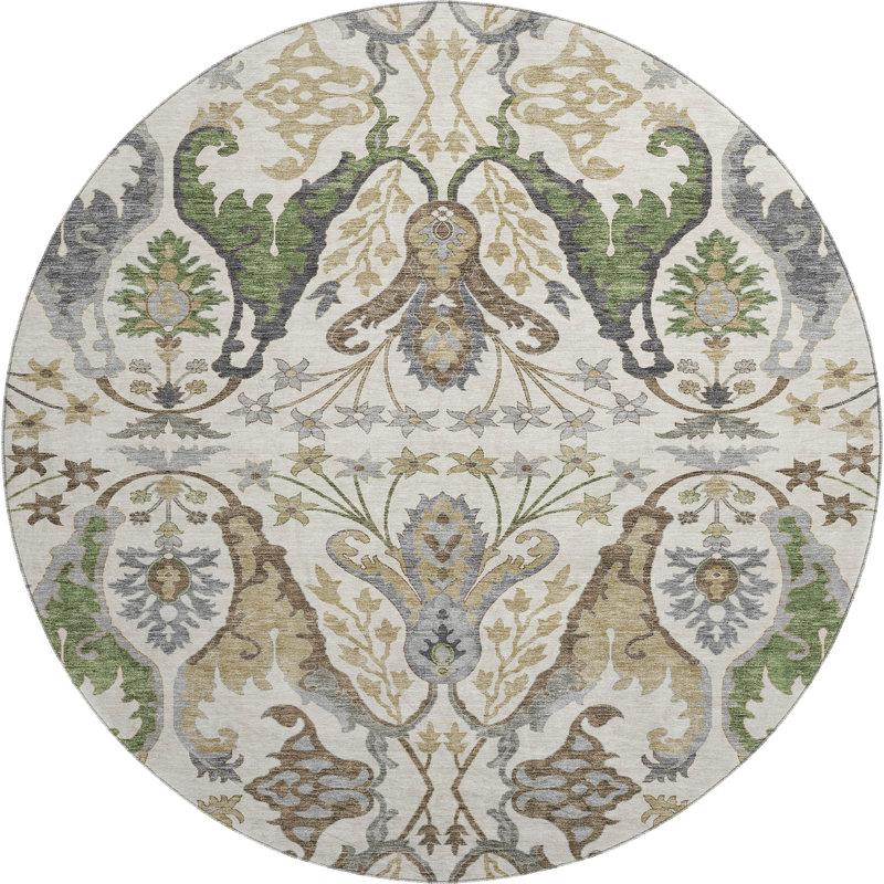 Premium Machine Washable Gurubaksh AMF1153 Global Rug, Rond 8 pi