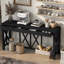 Table d'entrée en placage avec 4 tiroirs, longueur allongée, design, base de rangement ouverte élégante en bois chic, surface, pour les essentiels du quotidien-371147984