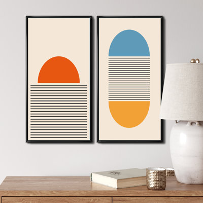 Minimal Late 20S Geometric Primitive Design I - Ensemble de 2 peintures