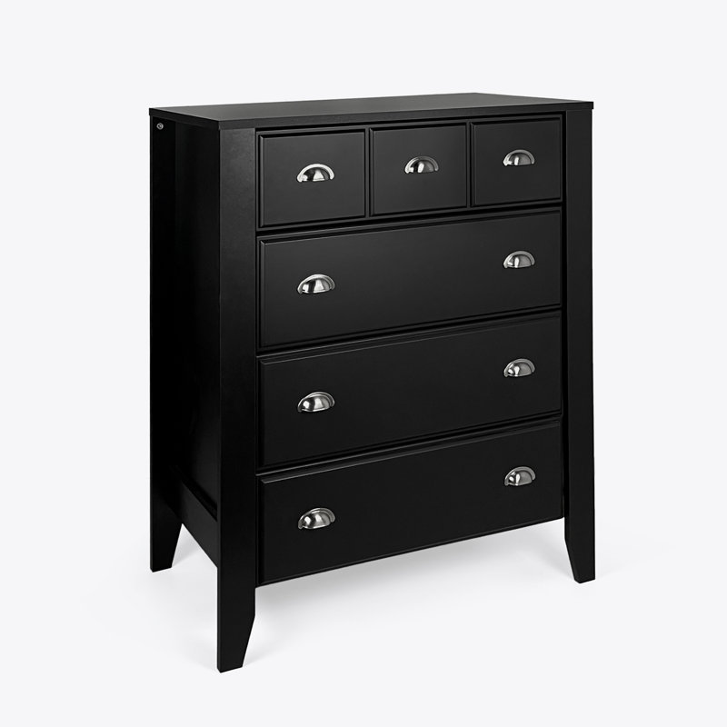 Commode à 4 tiroirs l 35 po Siaosi, Noir, noir, noir, noir