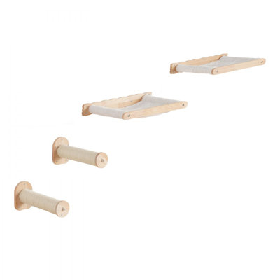 Tablettes murales pour chat avec 2 poteaux de saut et 2 hamacs jusqu'à 40 lb