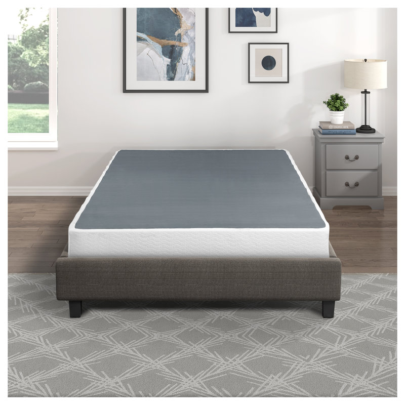 Base de matelas grand lit - base de lit en métal noir avec housse en tissu texturé, système de support à 12 lattes, capacité de poids de 700 lb