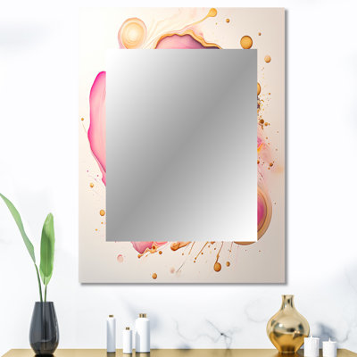 Rose liquide tourbillon - abstrait spirales murales, miroir décoratif moderne, art imprimé en métal