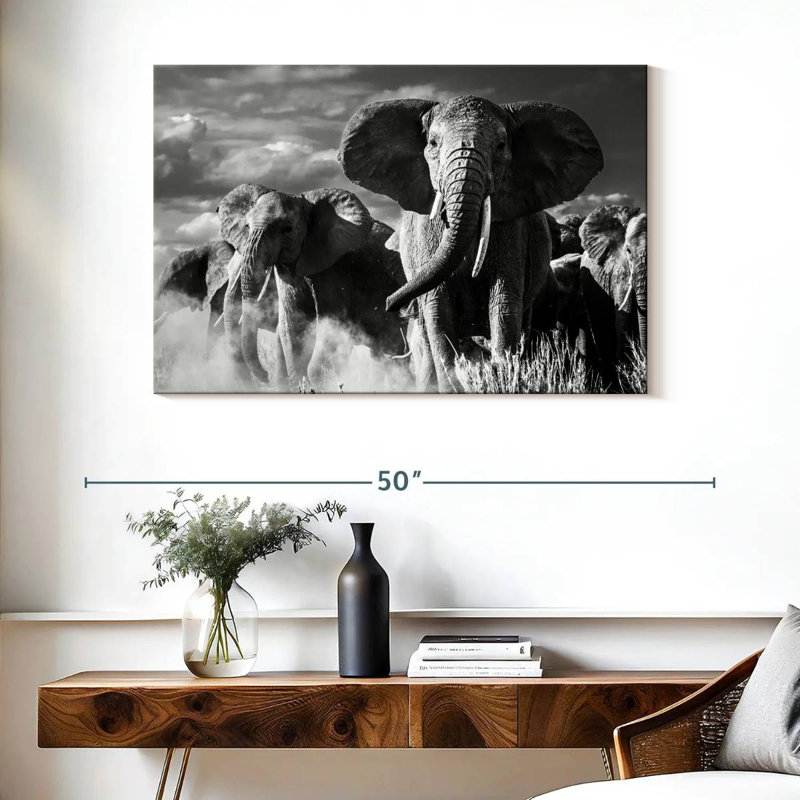 Brampt Elephant Sunset March, 26" H x 39" W