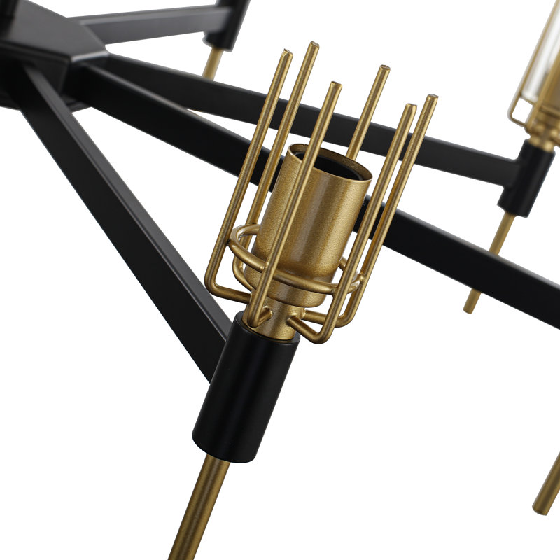 8-Light Black - Gold Dimmable Chandelier