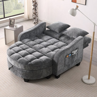 Two-Seater Sofa, Double Sofa Chaise Longue, With Irregular Armrests And Backrests, Footrest With Storage Space, Comes With Two Small Throw Pillows, Suitable For Living Room And Bedroom