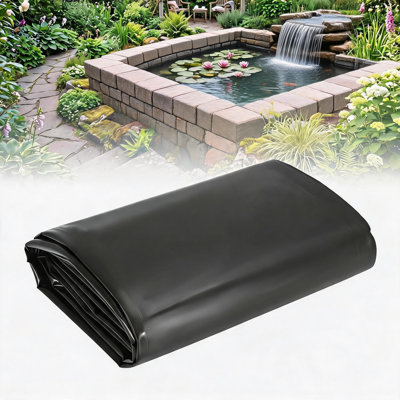 20 Mil HDPE Pond Liner - Heavy Duty, UV & Puncture Resistant Black Underlayment for Outdoor Koi Fish Ponds, Waterfalls, Fountains, Garden Water Features -10x15ft