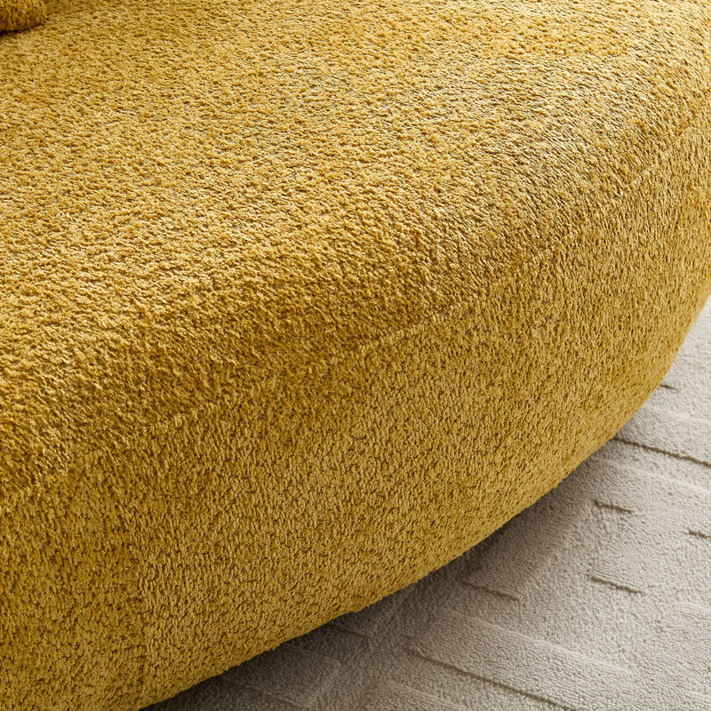 102" Upholstered Curved Sofa Couch, Yellow
