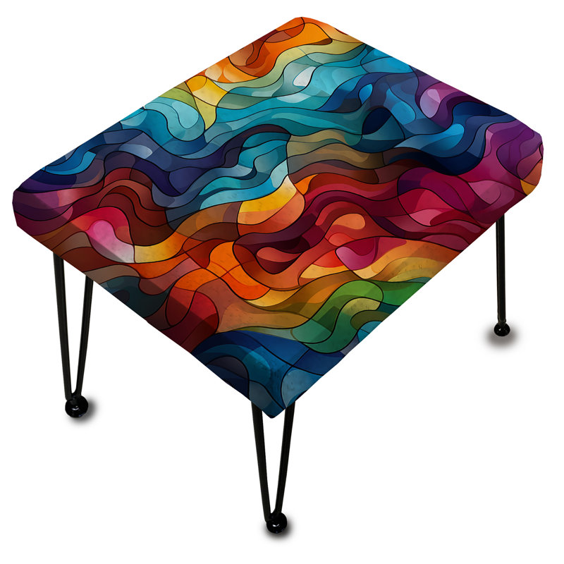 Poupart Psychedelic Puzzle - Abstract Rectangle Ottoman