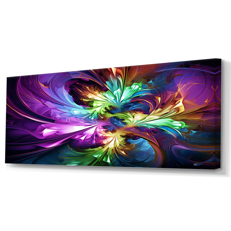 Mauve et vert fractal Fusion II - impression d'art mural fractal, Toile tendue, H 28 po x l 60 po x P 1,5 po