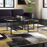Lauretta 36" Glass And Steel Round Nested Coffee Tables