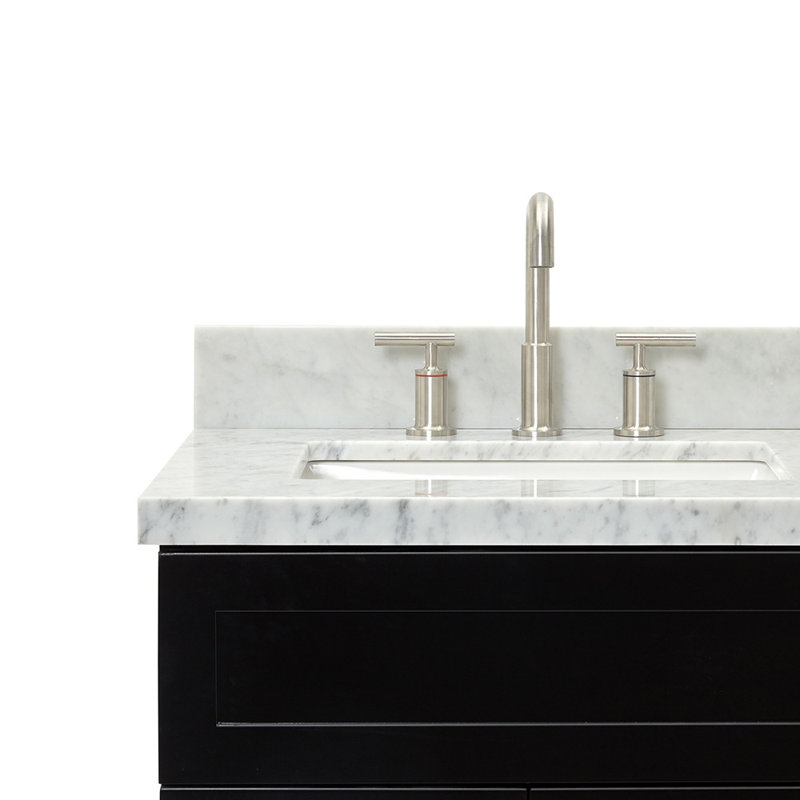 Hamlet 37'' Single Bathroom Vanity with Carrara Marble Top, Black