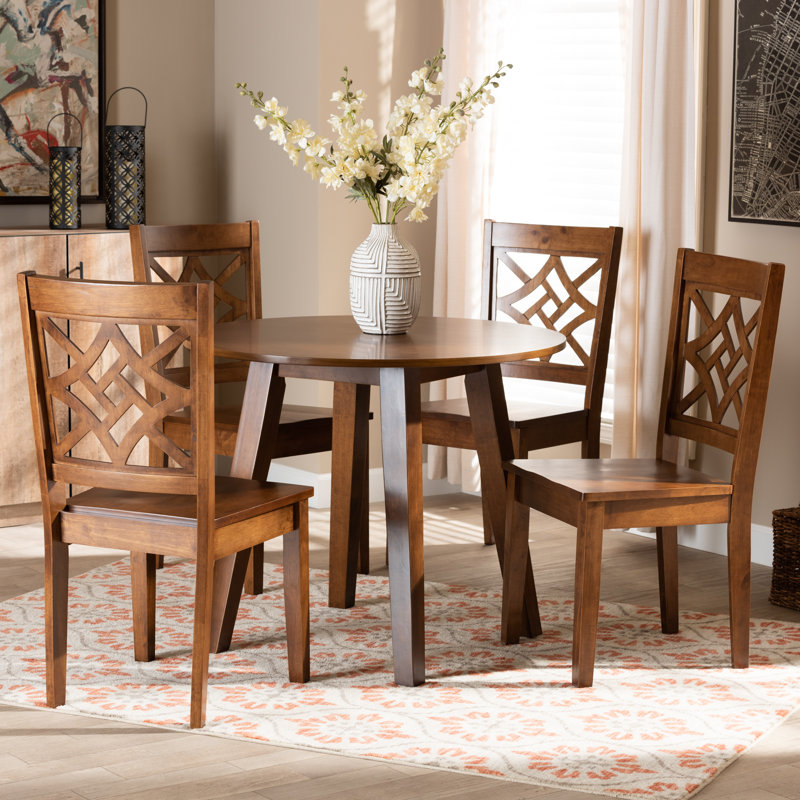 Margaret 4 - Person Four Leg Dining Set, Walnut Brown, Walnut Brown