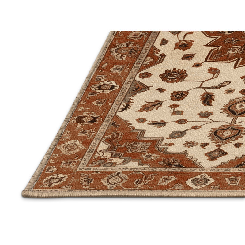 Machine Washable Persian Brown Area Rug, Square 7'