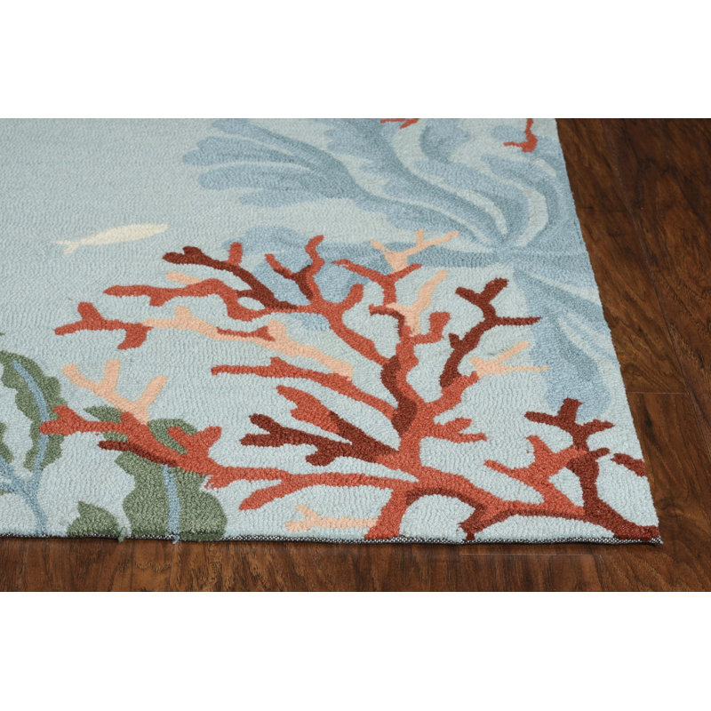 2' X 3' Blue Polyester Accent Rug