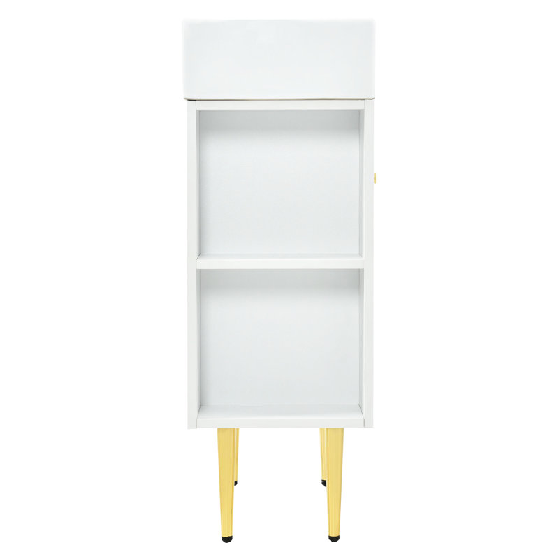 Meuble-lavabo de salle de bain blanc de 21,6 po - Possibilités de rangement abondantes, portes silencieuses à fermeture en douceur, méthode d'installation facile, mécanisme de porte abondant, technique