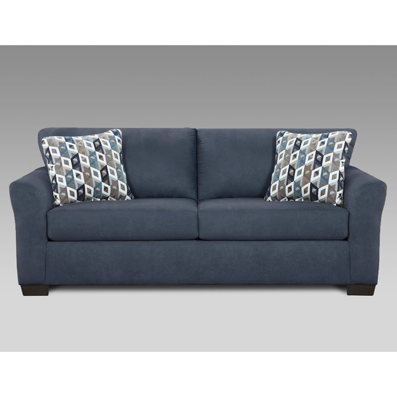 Canapé Elinaire, 3, Mélange de polyester bleu marine, Bleu marine / beige géométrique