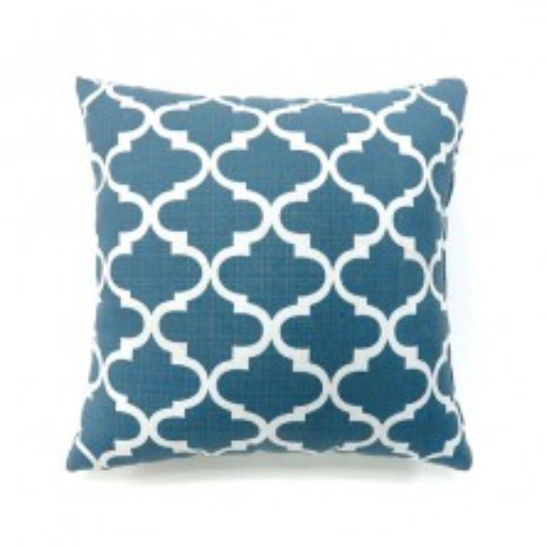 Housse de coussin carrée géométrique Ming, Bleu, H 20 po x l 22 po