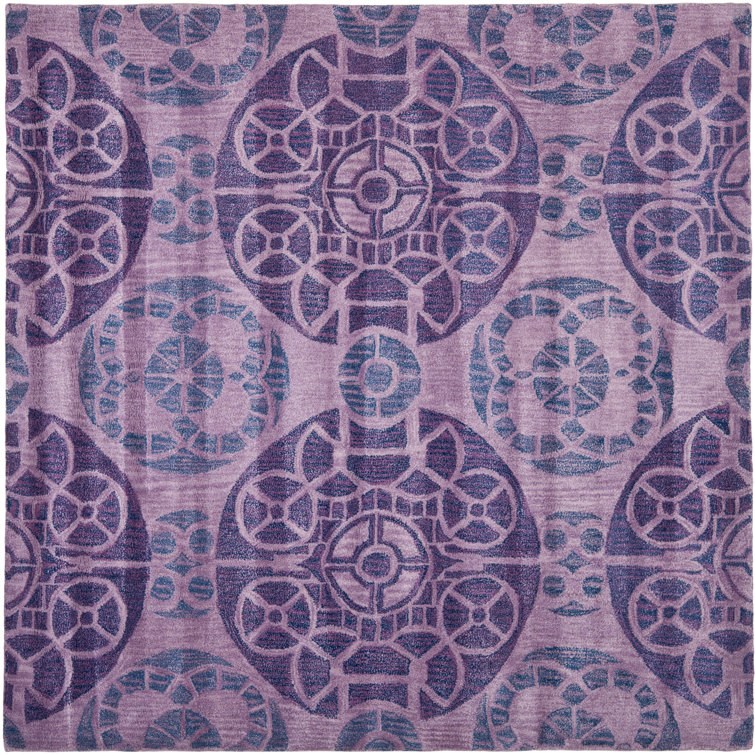 Kouerga Hand Tufted Wool/Viscose Geometric Rug in Purple