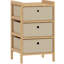 Minimal Bamboo Framed Storage Chest with Fabric Drawers, Cream Slim Dresser for Small Spaces