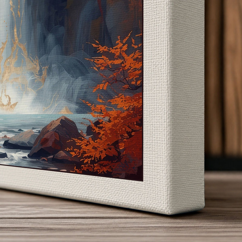 Canyon Cascade Rustic - Wrapped Canvas, 18x12 - 45.7 x 30.5 cm, Cream Border