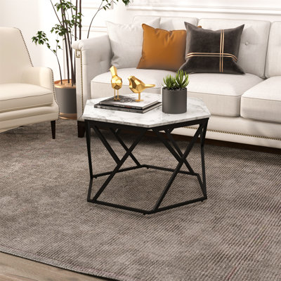 Hexagonal Coffee Table With High Gloss Effect Table Top