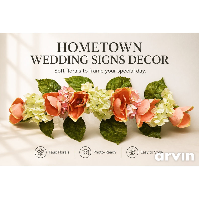 32" Pink Cream Magnolia Hydrangea Swag 