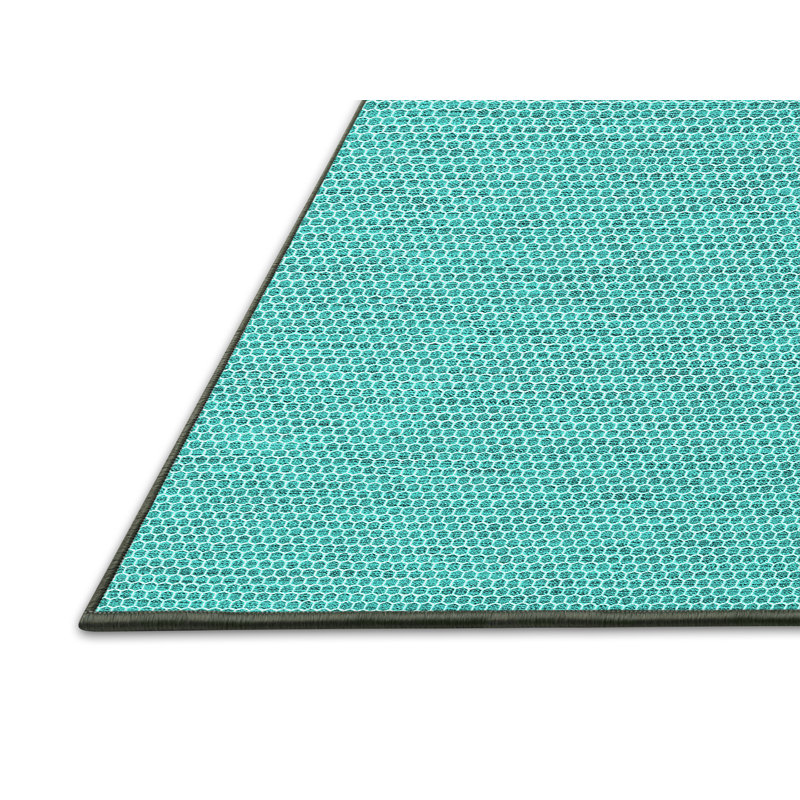Tapis turquoise / en polyester tissé à la machine Potton