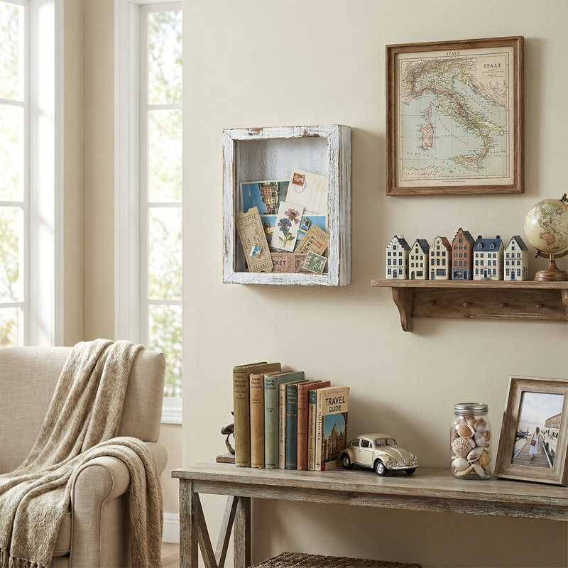Cadre photo mural en bois blanc délavé