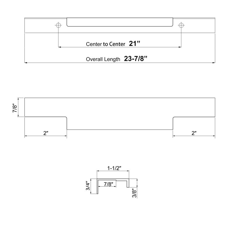 Dowell Kitchen Cabinet Finger Pull, 21", Stainless Steel