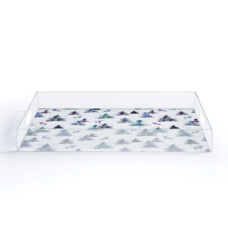Plateau en acrylique pastel Ninola Design Deers and Trees Forest, H 1,75 po x l 15,5 po x L 12 po
