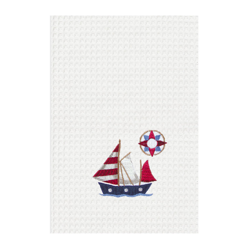 Sailboat Cotton Waffle Weave Kitchen Towel