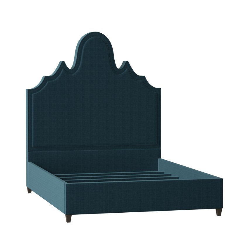 Amalie Upholstered Bed, Full, Wismar Burlap, Brown Mahogany
