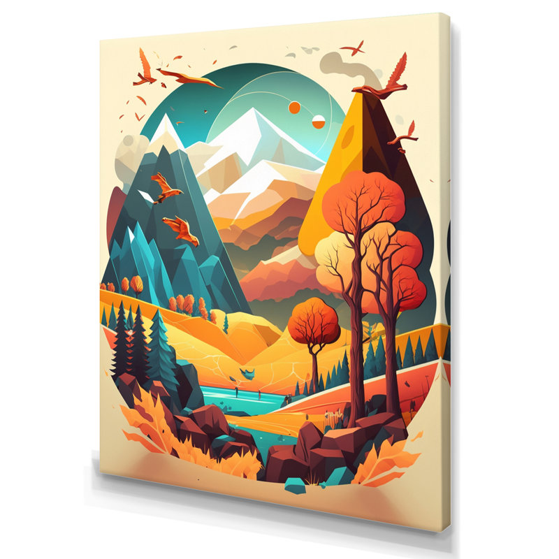 «Summer Scene in Modern Vector», reproduction sur toile, L 12 po x H 20 po, Toile tendue