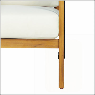 Chaise de patio extérieure en bois d'acacia avec coussin confortable et accent de corde moderne pour une assise élégante et relaxante