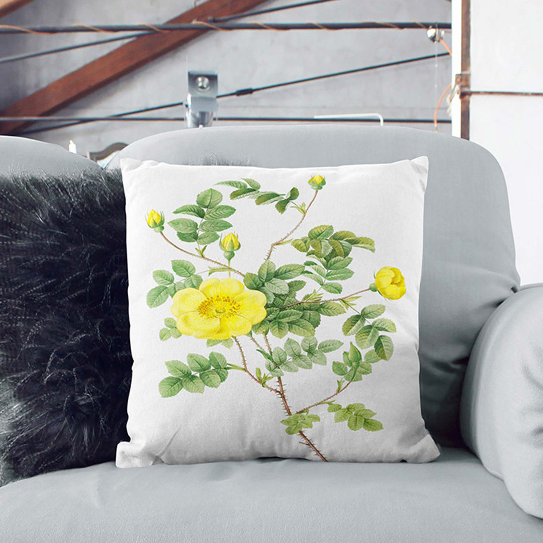 Sweetbriar Rose by Pierre-Joseph Redoute Cushion with Filling