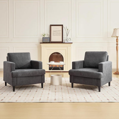 Fauteuil d'appoint surdimensionné, fauteuil de salon en lin, fauteuil moderne Mid-Century avec coussin épais, fauteuil de lecture confortable, fauteuil rembourré pour salon, chambre à coucher