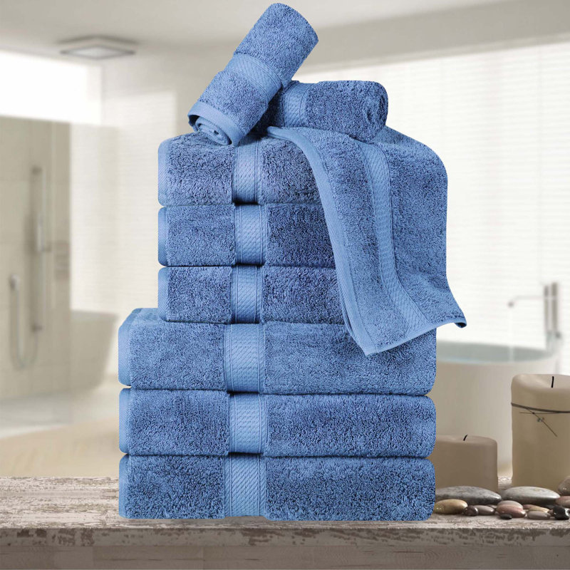 Scotia Egyptian Cotton Bath Towel Set, Denim Blue, 9Pc Towel Set  (3Bath, 3Hand, 3Face)