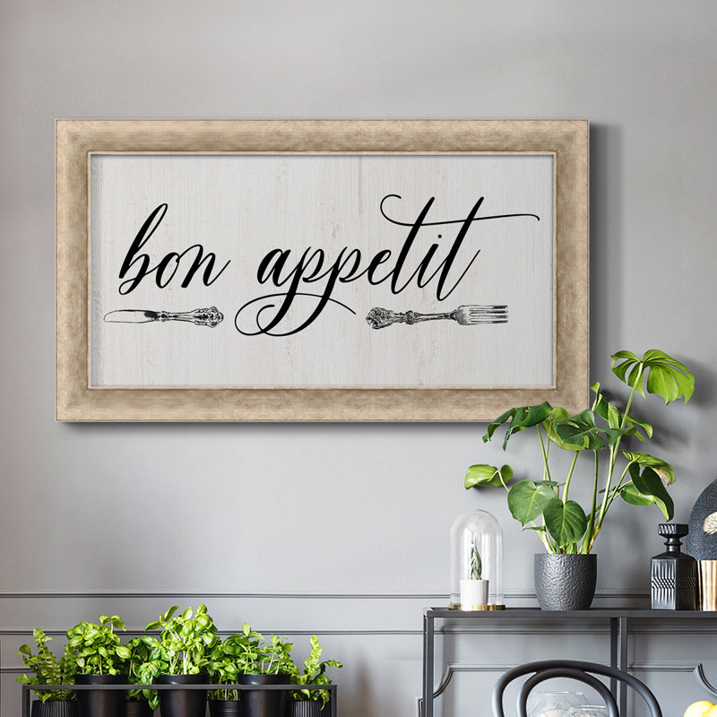 " Bon Appetit ", Gray Framed Canvas, 25" H x 45" W x 1.25" D