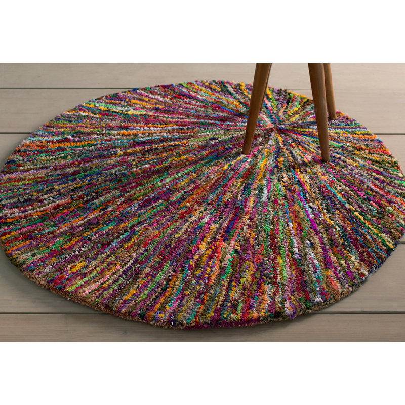 Anaheim Hand Tufted Performance Abstract Rug, Round 4'