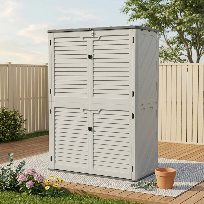 Boîte de rangement résistante aux intempéries pour équipement de jardin - Résine résistante antirouille, grande capacité, résistante aux rayons UV, sans tablettes intérieures