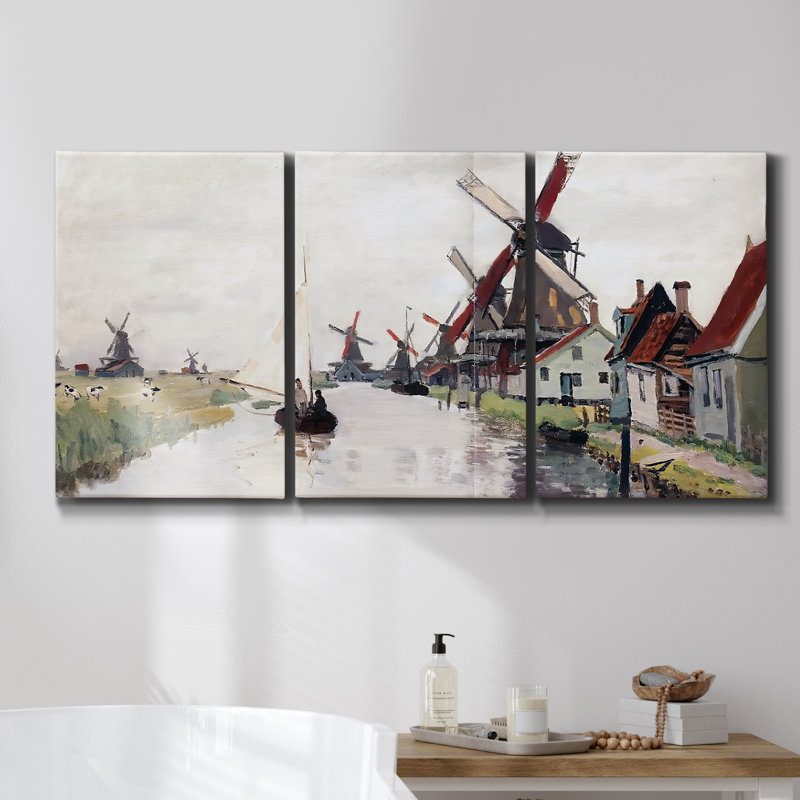 Plage et falaises à Pourville, effet du matin, 1882 sur toile, 3 pièces, H 36 po x l 72 po x P 2 po