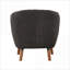 Fauteuil d'appoint Mid-Century moderne pour adultes, revêtement en chenille gris anthracite, dossier à coutures rainurées, pieds d'appoint en bois de noyer massif brun