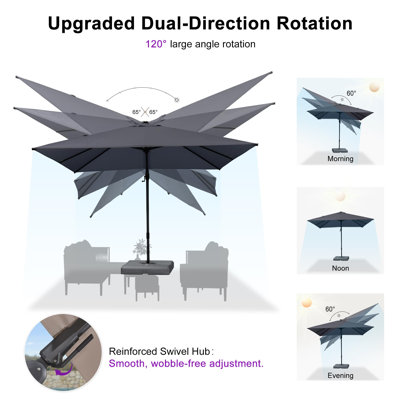 Cantilever Patio Light Gray Umbrella Outdoor Aluminum Offset Light Gray Umbrella with 3 Years Fade Resistance Recycled Fabric and 360-degree Rotation