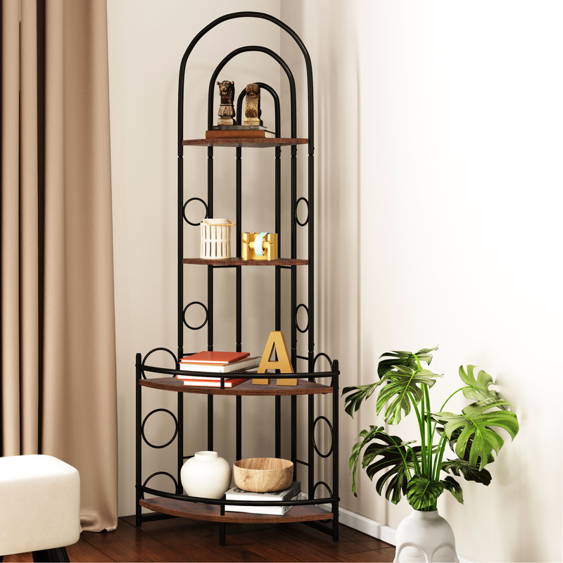 Brown 4 Corner Cabinet For Bathroom, Functional Storage Solution Shelving System With Metal Frame, And