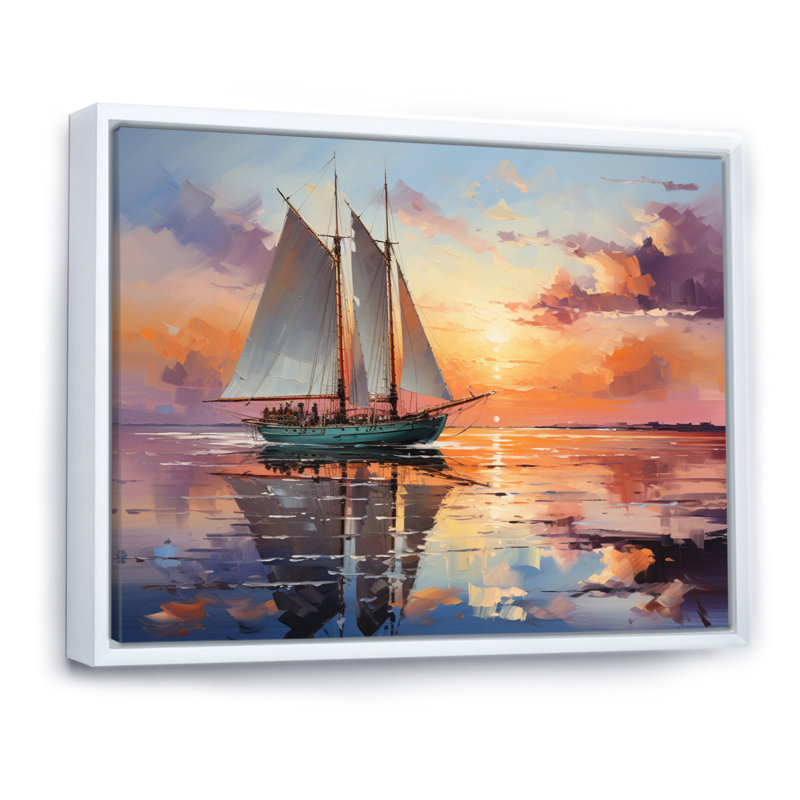 Volner voilier maritime, mélodie I sur toile, H 12 po x l 20 po x P 1 po, Cadre flottant blanc