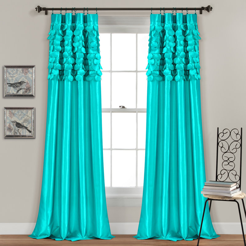 Semi Sheer Curtain Pair, Turquoise, 54"W x 95"L