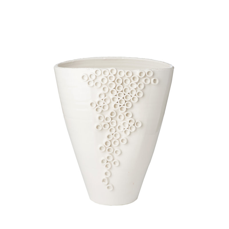 Cerchio White Ceramic Decorative Table Vase