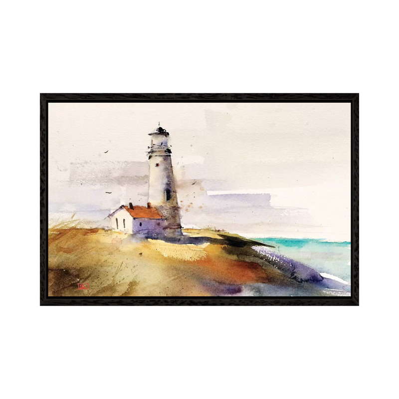 Summer Lighthouse by Dean Crouser - Painting on Canvas, 66.04 cm H x 45.72 cm W, Black Framed
