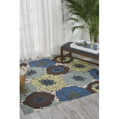 Tapis d'intérieur / extérieur bleu clair Bertran